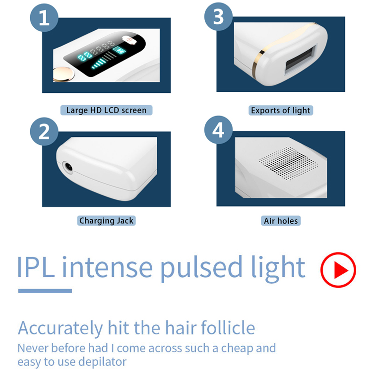 معدات التجميل آلة نزع الشعر المحمولة الصغيرة آلة إزالة الشعر بالليزر IPL الدائم  