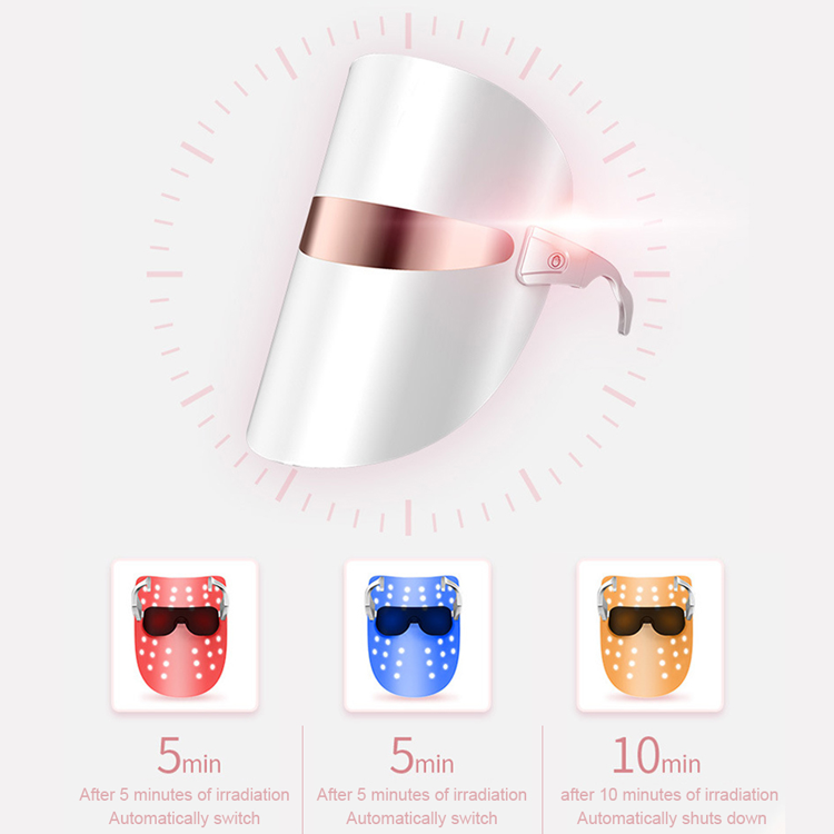  新しい美容レッドライトセラピーフォトンマスクフェイス3色ワイヤレスLED赤外線マスク  