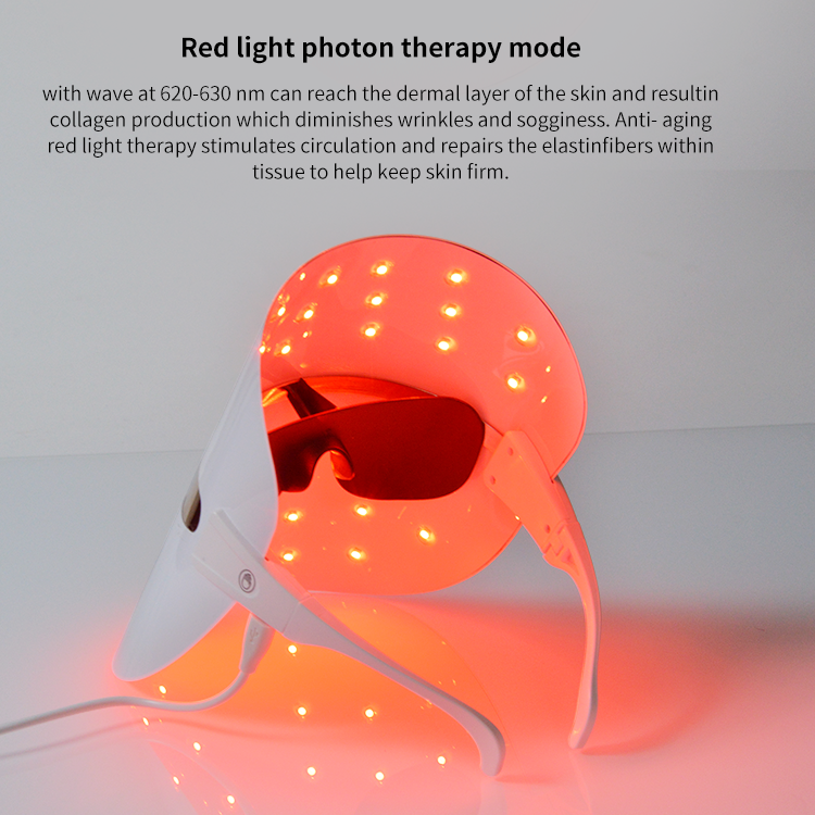  Máscara de fóton para terapia de luz vermelha nova beleza máscara de infravermelho LED sem fio de 3 cores  