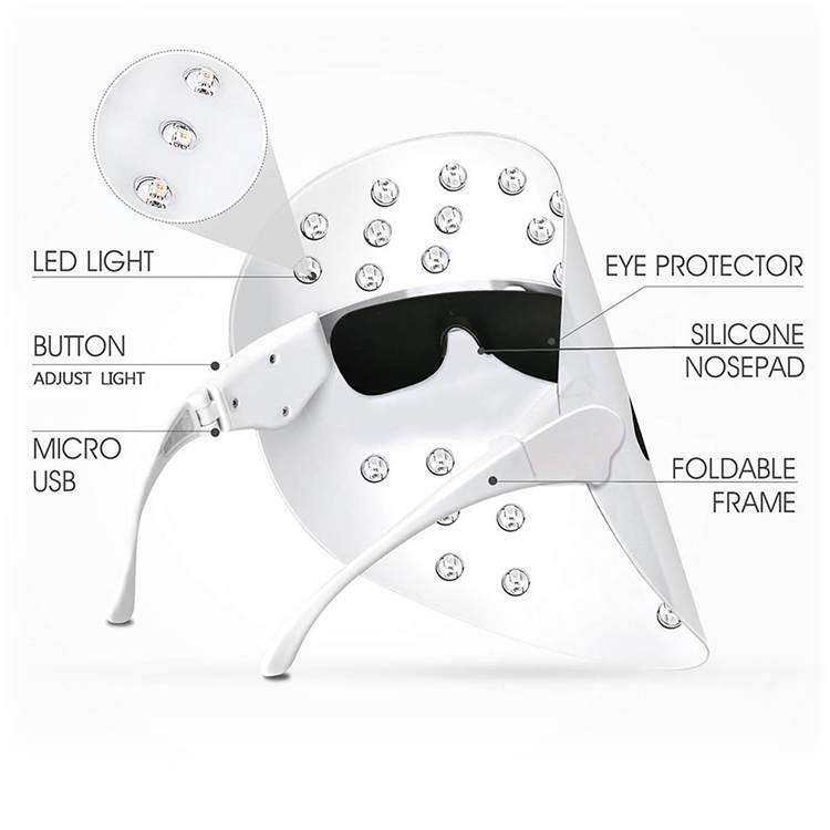 Máscara LED anti-envelhecimento sem fio personalizada com 3 coloridos equipamentos de beleza para cuidados com a pele  