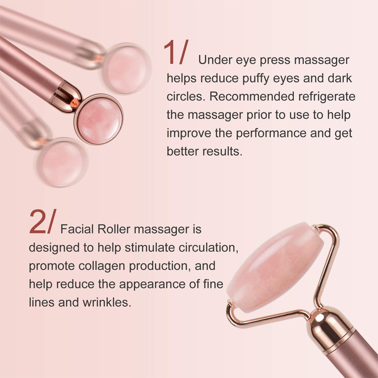  Customized 2 Heads Jade Roller Electric Jade Roller Vibration Beauty Bar Facial Massager  