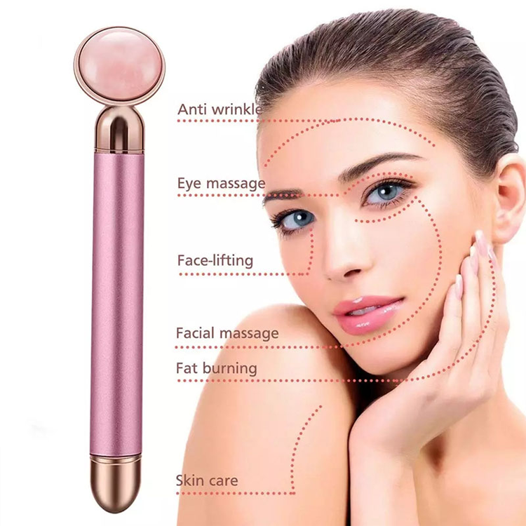  Wholesale Pink Natural Jade Beauty Bar Electric V Shape Face Lifter Massager Roller  