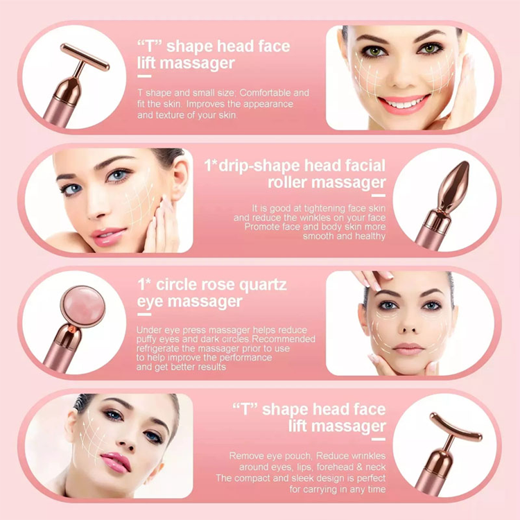 Wholesale Pink Natural Jade Beauty Bar Electric V Shape Face Lifter Massager Roller  