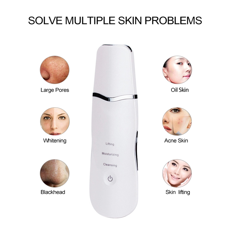 Rechargeable Deep Cleansing Facial Ultrasonic Skin Scrubber Shovel Pores Cleanser Extractor   