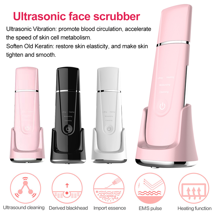 Wireless Face Beauty Equipment Ultrasonic Facial Skin Scrubber Waterproof Skin Exfoliator Scraper  