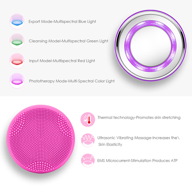 Reinigung Silikonbürste Mitesser Porenreiniger LED Photon EMS Vibrationsheizung Massagegerät  