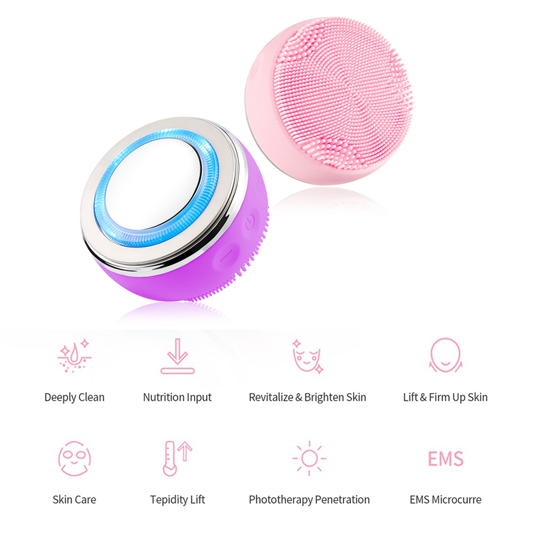 Reinigung Silikonbürste Mitesser Porenreiniger LED Photon EMS Vibrationsheizung Massagegerät  