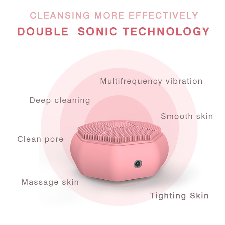 Custom Vibrating Sonic Facial Cleaning Brushes Led Lights Face Massager Skin Beauty Device  