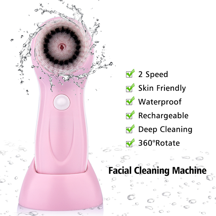 Escova facial de luxo 3 em 1 rotação à prova d'água massageador limpador de escova facial recarregável  