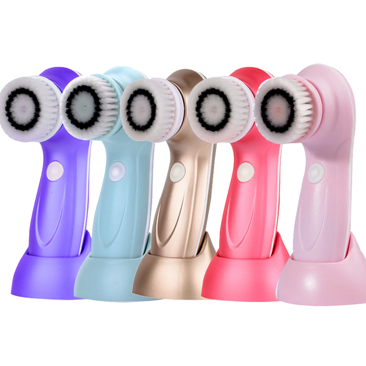Luxury 3 In 1 Spin Waterproof Rotate Face Brush Massager Rechargeable Facial Brush Cleanser