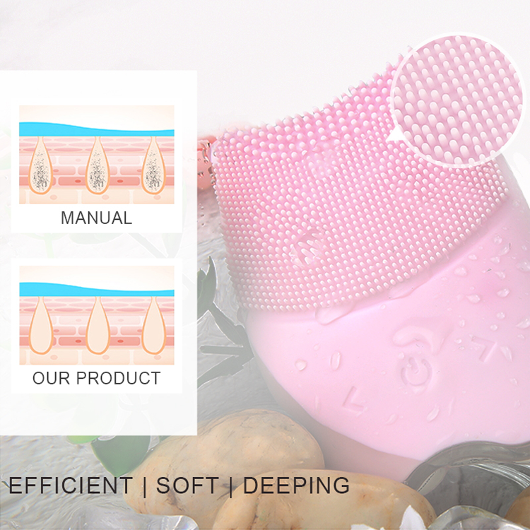  Cepillo de limpieza facial de vibración micro portátil impermeable de silicona de fábrica Cepillo de limpieza facial  