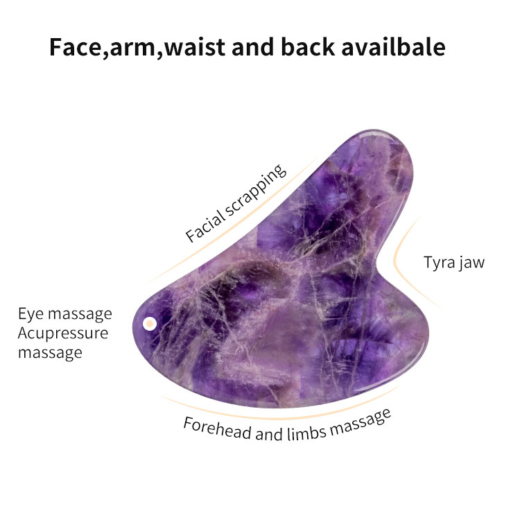Factory Wholesale  Amethyst Facial Massager Lifting V Face Jade Gua Sha Board Tool   