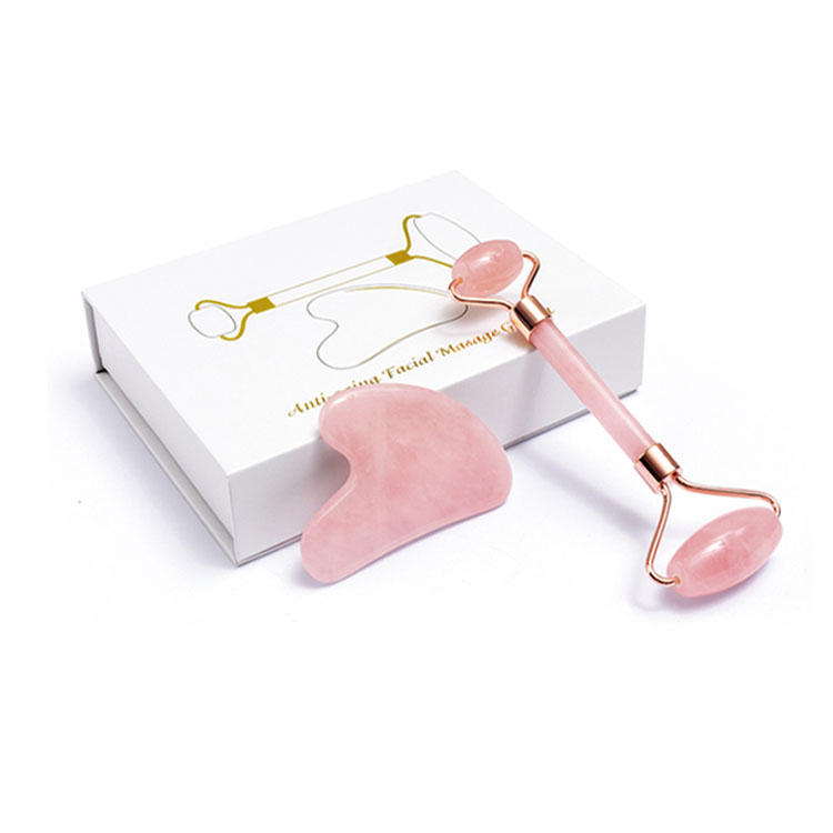 Ролик Гуаша розового кварца пинка камня массажа бесплатного образца лицевой для лицевого инструмента спа