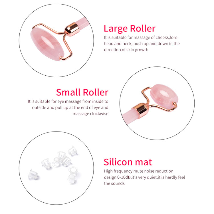 Free Sample Massage Stone Pink Rose Quartz Facial Roller Guasha For Facial Spa Tool  