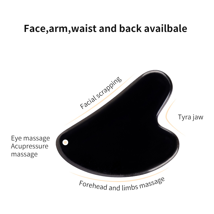 Пользовательский логотип Натуральный черный нефрит Гуа Ша Массажер для лица и шеи Антивозрастные косметические инструменты  