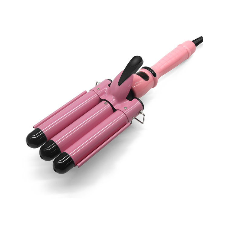 Professional Salon Wavy Hair Styler 3 Barrel Curling Iron Set Deep Wave Hair Curler With Lcd  