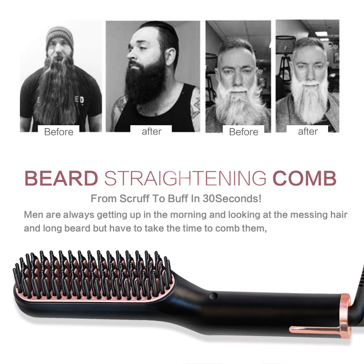  El mejor peine alisador de barba anti-escaldaduras 3 en 1 cepillo alisador de cabello para hombres  