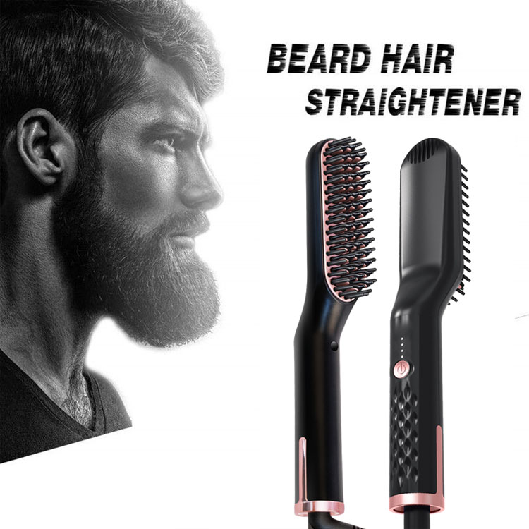  El mejor peine alisador de barba anti-escaldaduras 3 en 1 cepillo alisador de cabello para hombres  