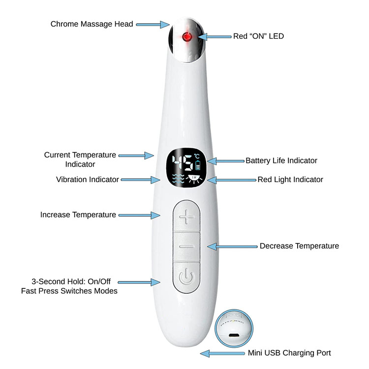  Penna elettrica del massaggiatore del labbro dell'occhio di vibrazione dell'attrezzatura di bellezza domestica principale per le occhiaie del gonfiore  