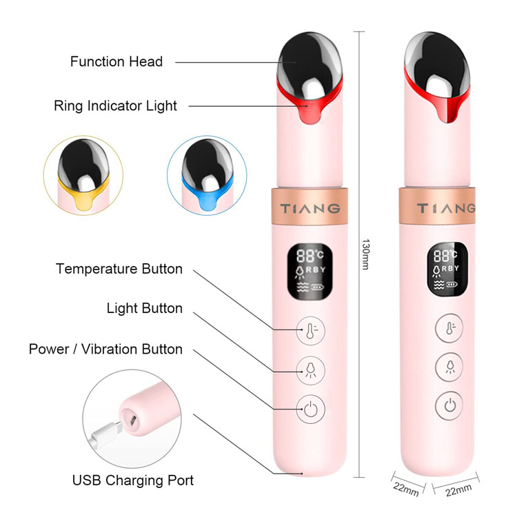 Massaggiatore portatile elettrico per la rimozione della borsa degli occhi del dispositivo di bellezza degli occhi senza fili a forma di rossetto  