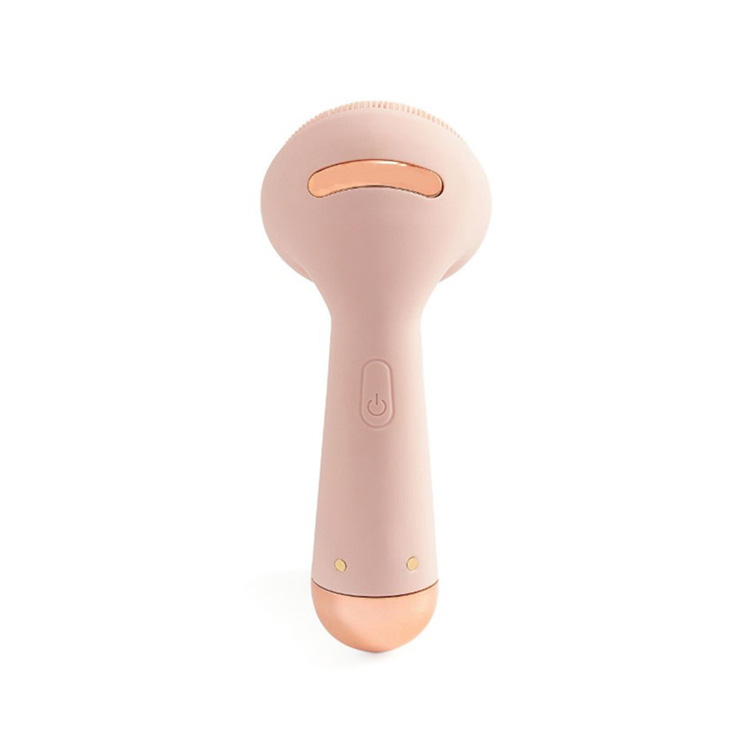 Pink Facial Cleansing Brush Instrument Vibrating Face Cleanser Silicone Face Brush  